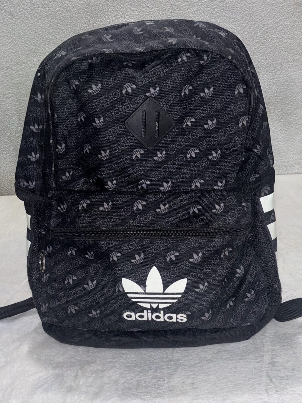 🖤Adidas Originals Trefoil Backpack |Black Allover Logo Print |Everyday Bag🖤